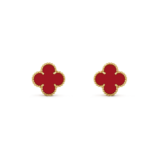 [WZQ]CLOVER MINI 9.5MM CARNELIAN EARRINGS