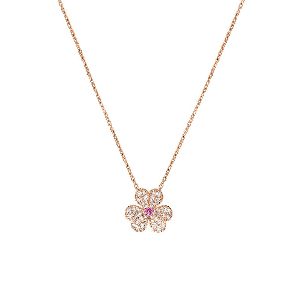 [WZQ]FRIVOLE ROSE GOLD FLOWER DIAMOND NECKLACE