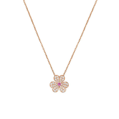[WZQ]FRIVOLE ROSE GOLD FLOWER DIAMOND NECKLACE