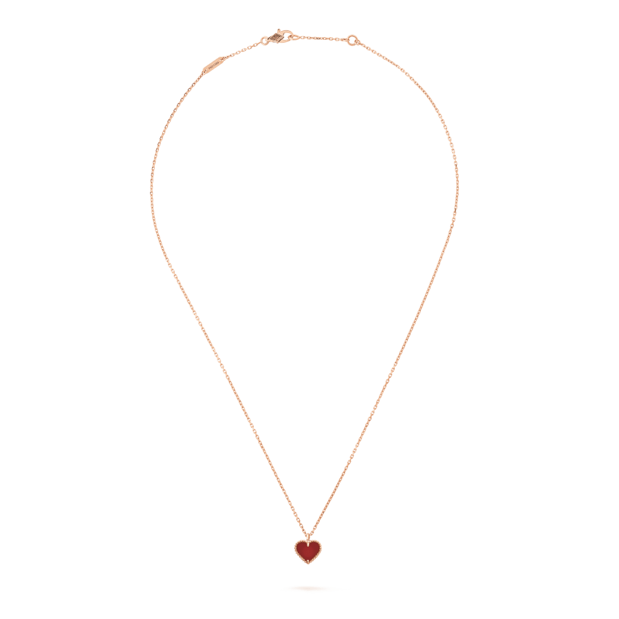 [WZQ]SWEET CLOVER CARNELIAN HEART NECKLACE