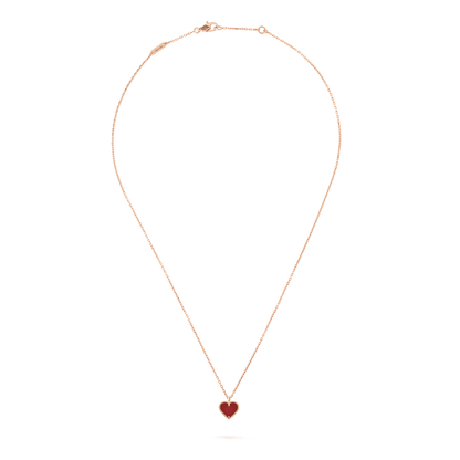 [WZQ]SWEET CLOVER CARNELIAN HEART NECKLACE